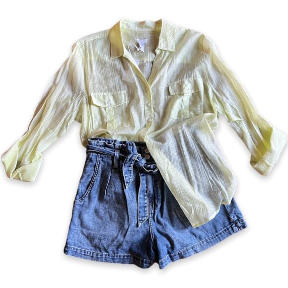 NWT- Chico’s Sheer Delight Emaline L/S Top In Soft Lime- Size 3 (XL) - Picture 6 of 14